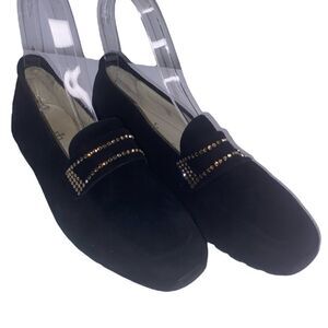 Peter Helle Mania Wm Sz 6.5 EU 37 Black Sued3 Bling Slip On Driving Loafer Shoes